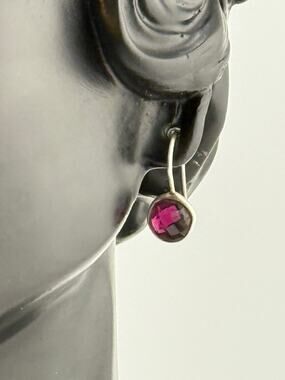 Jane Diaz Small Faceted Red Stone Drops Dangle Earrings